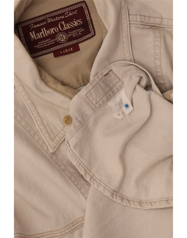 Marlboro Classics Herren-Jeanshemd, Größe L, Beige, Baumwolle