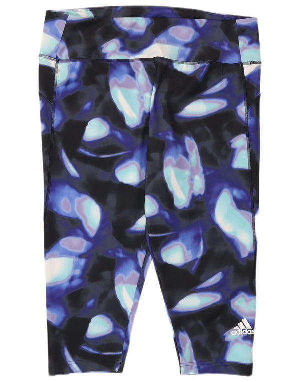 Adidas Damen Aeroready Abstract Pattern Leggings UK 24/26 2XL Marineblau