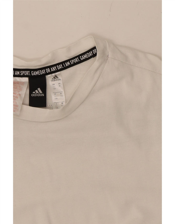 ADIDAS Boys T-Shirt Top 11-12 Years White Cotton Vintage Adidas and Second-Hand Adidas from Messina Hembry 