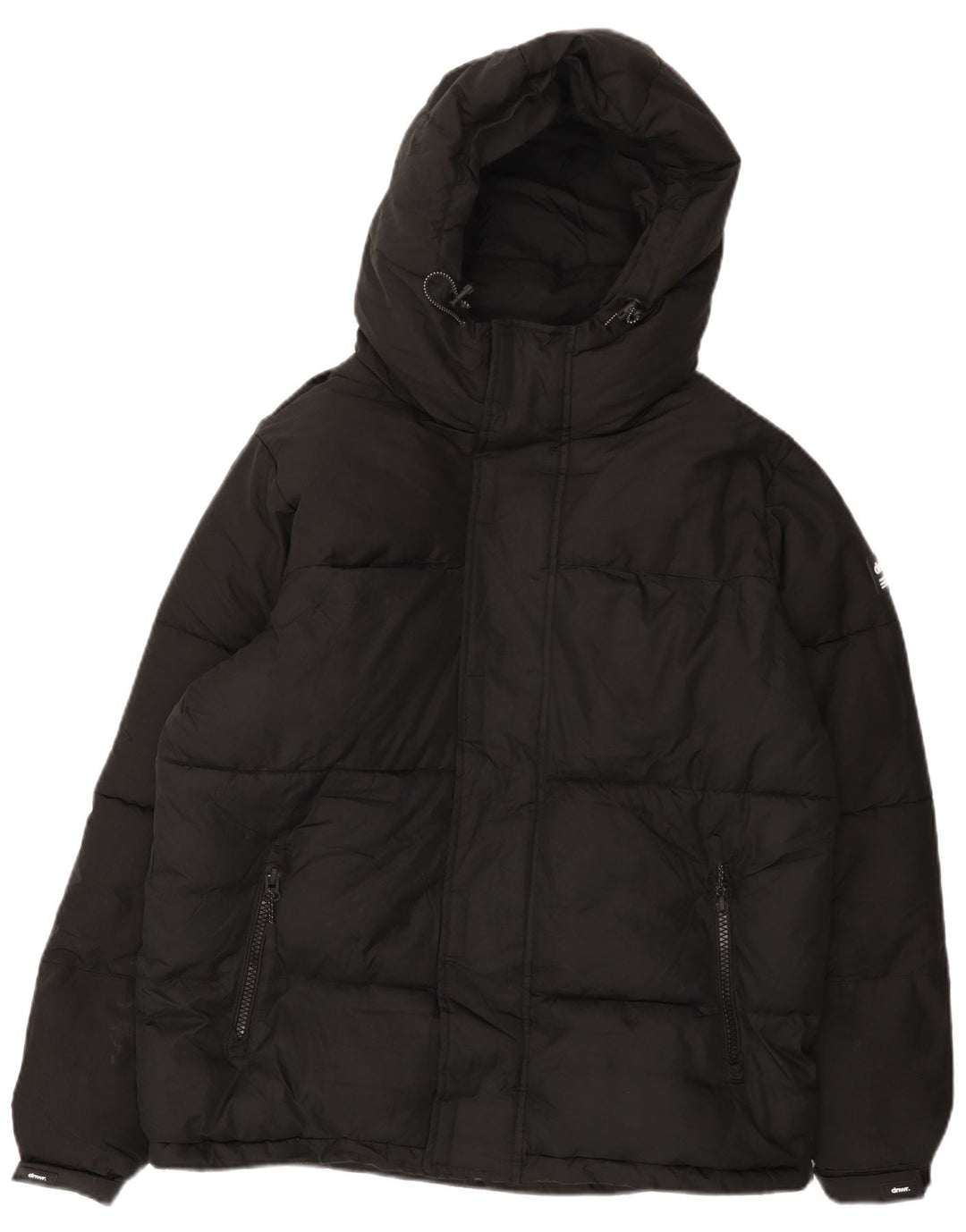 ZARA Herren-Jacke mit Kapuze, lockere Passform, gepolstert, Größe 36, Größe S, Schwarz, Polyester