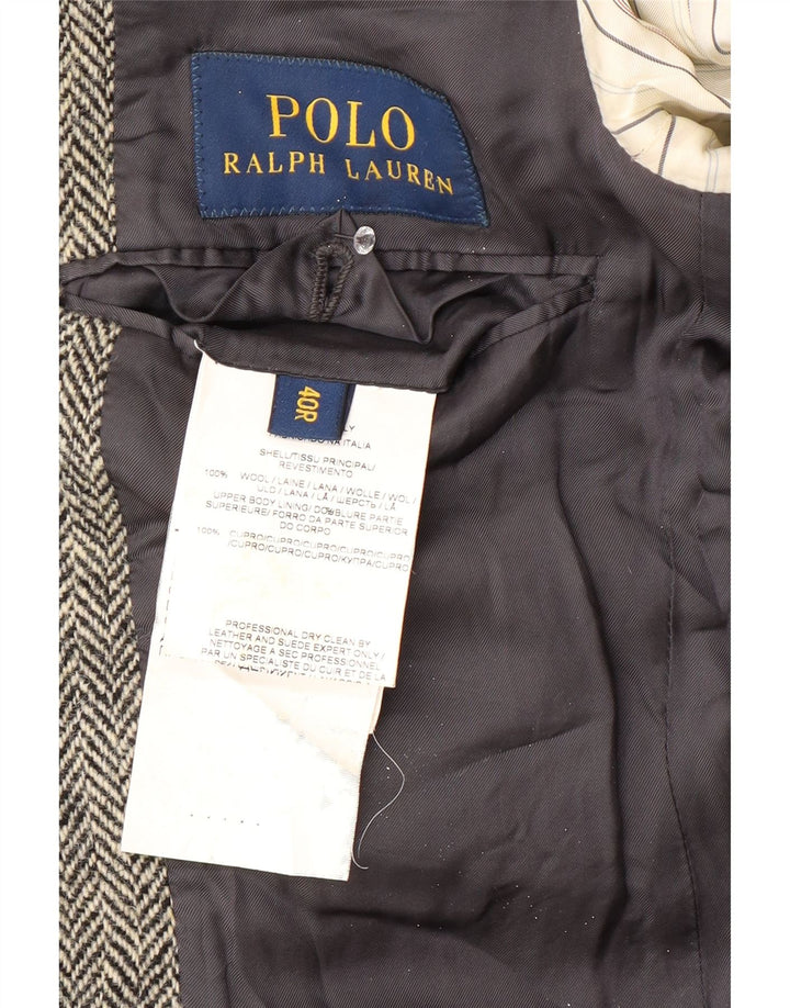 Polo Ralph Lauren Herren-Blazer mit 2 Knöpfen, US 40, große graue Chevron-Wolle
