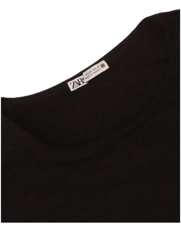 ZARA Damen Weste Top UK 12 Medium Schwarz