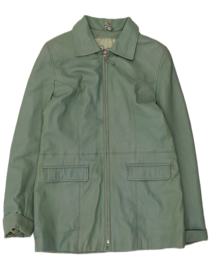 BIKO Damen Lederjacke EU 40 Mittelgrünes Leder