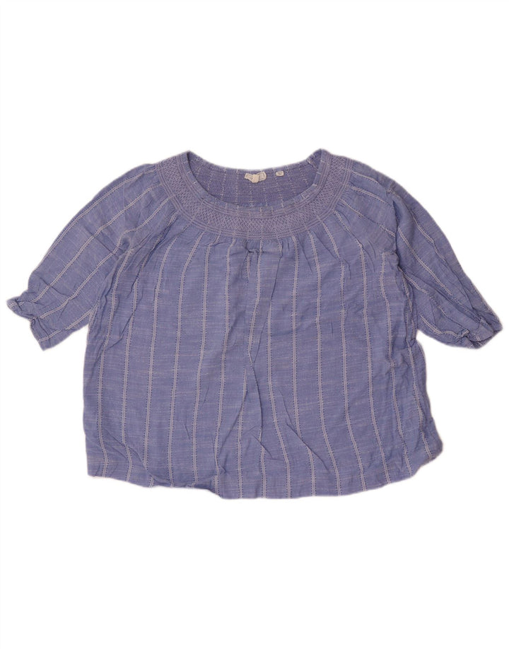 Fat Face Damen-Crop-Oversize-Top mit 3/4-Ärmeln, UK-Größe 10, klein, blau gestreift
