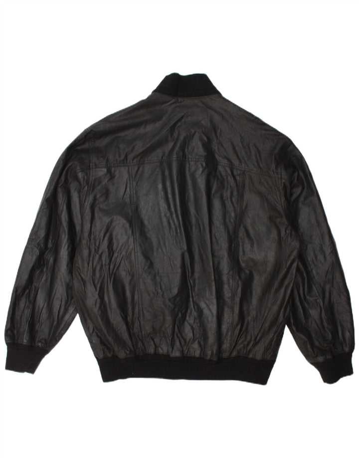 Vintage Herren Bomber Lederjacke IT 54 2XL Schwarzes Leder