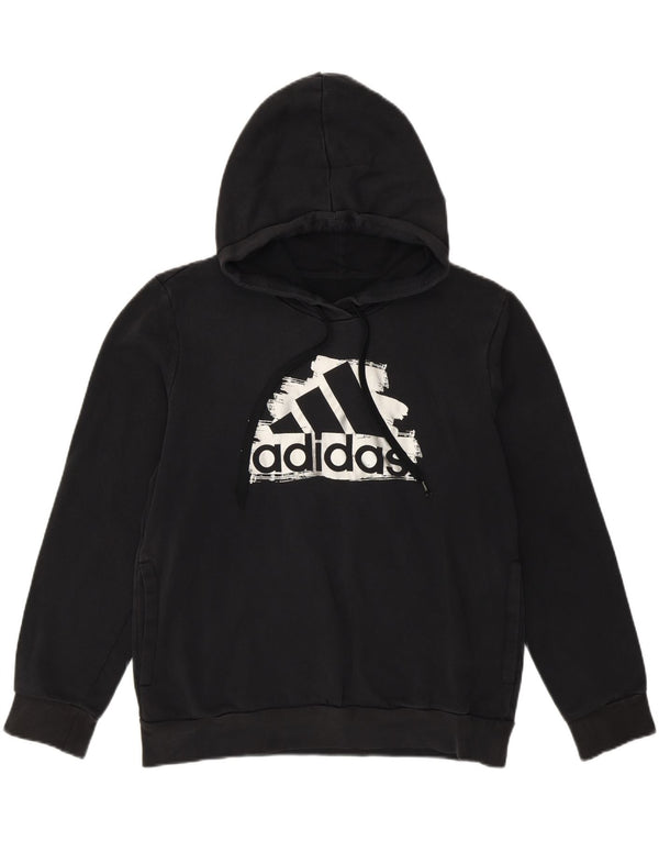 Adidas Damen Loose Fit Graphic Hoodie Pullover UK 14 Mittelschwarze Baumwolle