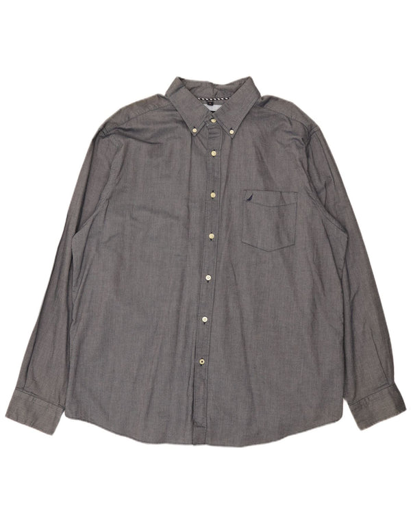 Nautica Herrenhemd XL Grau Baumwolle