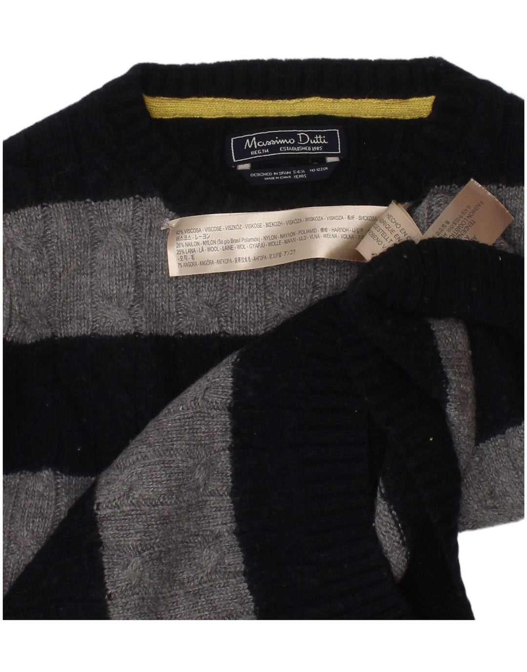 Massimo Dutti Jungen-Pullover mit Rundhalsausschnitt, 5–6 Jahre, marineblau gestreift