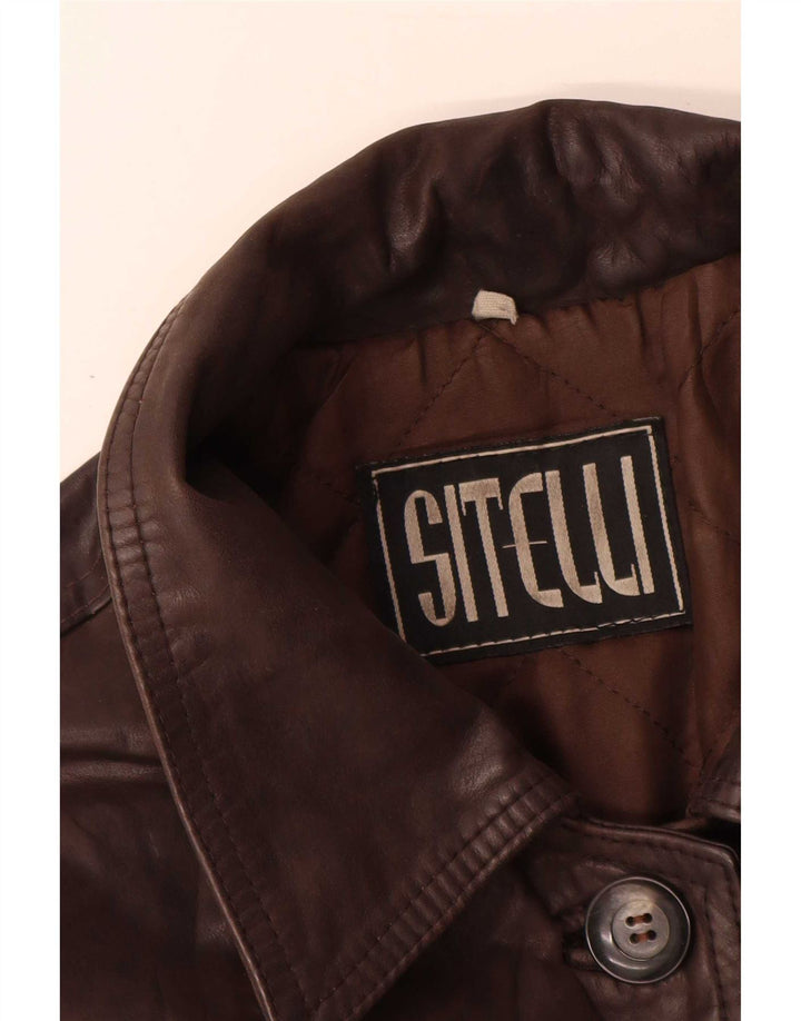 Siteli Damen Lederjacke UK 12 Mittelbraun