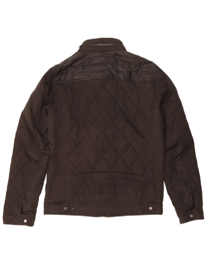 ZARA Herren Steppjacke mit Kapuze UK 38 Medium Schwarz