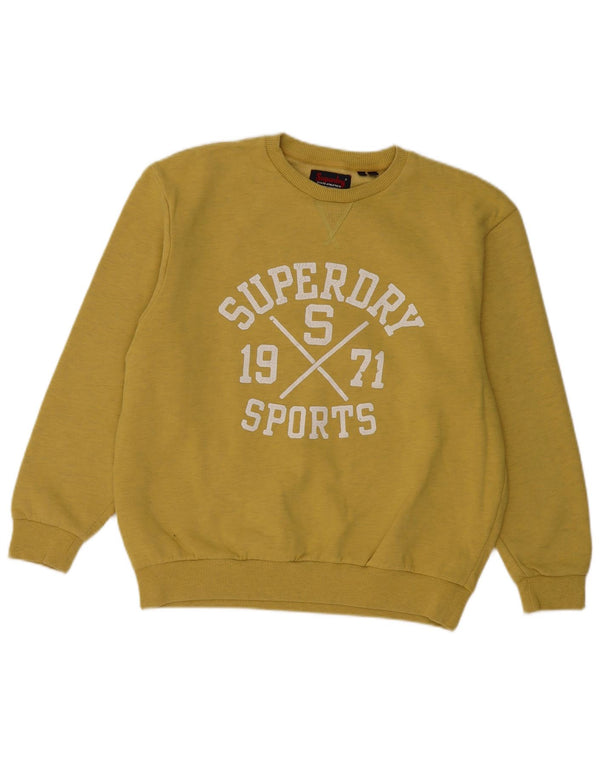 SUPERDRY Grafik-Sweatshirtpullover für Damen, UK 12, mittelgelb gefleckt