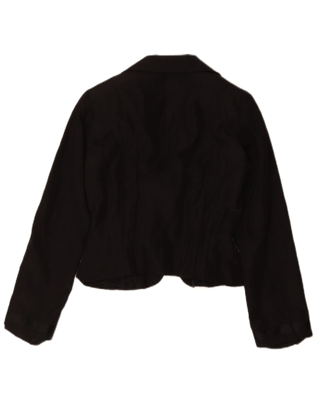 Vintage Damen Crop 1 Knopf Blazer Jacke IT 42 Mittelschwarzes Acetat