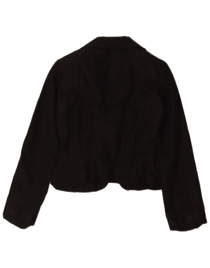 Vintage Damen Crop 1 Knopf Blazer Jacke IT 42 Mittelschwarzes Acetat