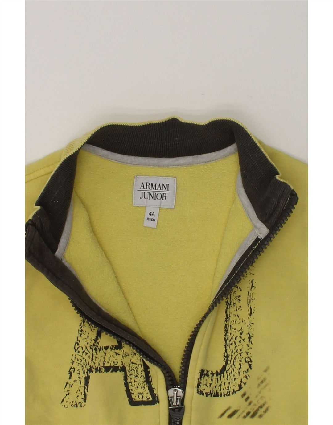 ARMANI JUNIOR Boys Graphic Tracksuit Top Jacket 3-4 Years Yellow Cotton | Vintage Armani Junior | Thrift | Second-Hand Armani Junior | Used Clothing | Messina Hembry 