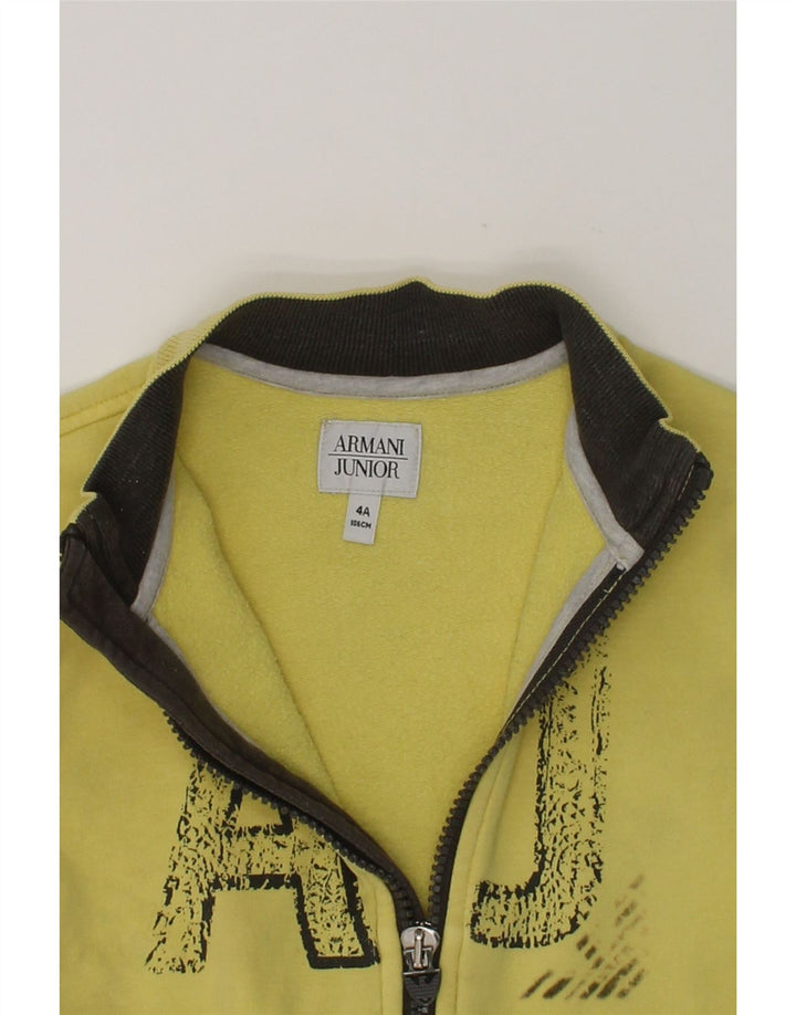 ARMANI JUNIOR Boys Graphic Tracksuit Top Jacket 3-4 Years Yellow Cotton | Vintage Armani Junior | Thrift | Second-Hand Armani Junior | Used Clothing | Messina Hembry 