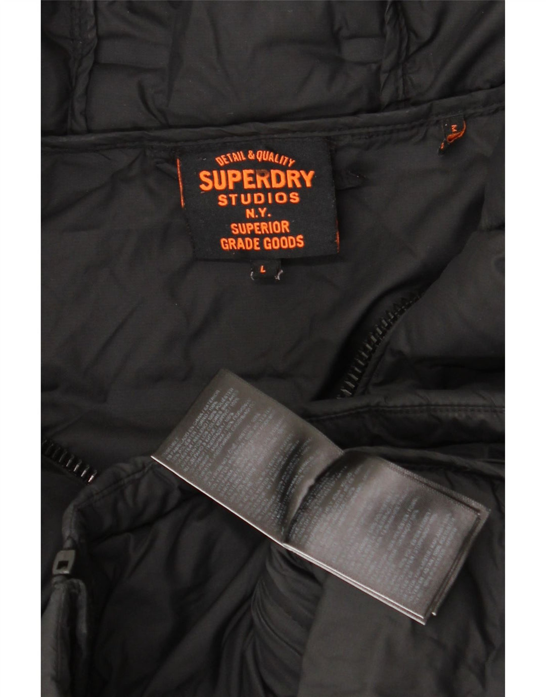 Superdry Herren-Jacke mit Kapuze, gepolstert, UK 40, Größe L, Schwarz, Polyester