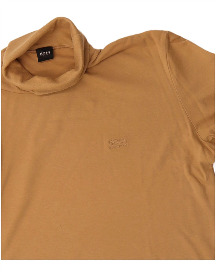 Hugo Boss Herren-Top mit Rollkragen, langärmelig, mittelbeige Baumwolle