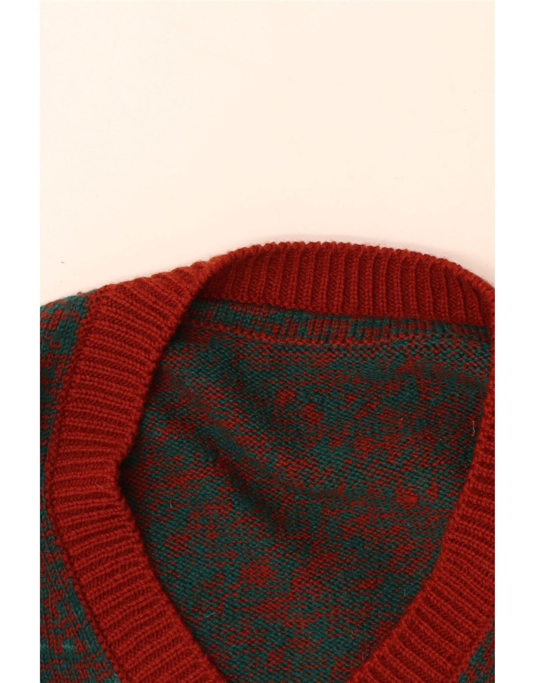 VINTAGE Herren Pullover mit V-Ausschnitt Mittelrot meliert