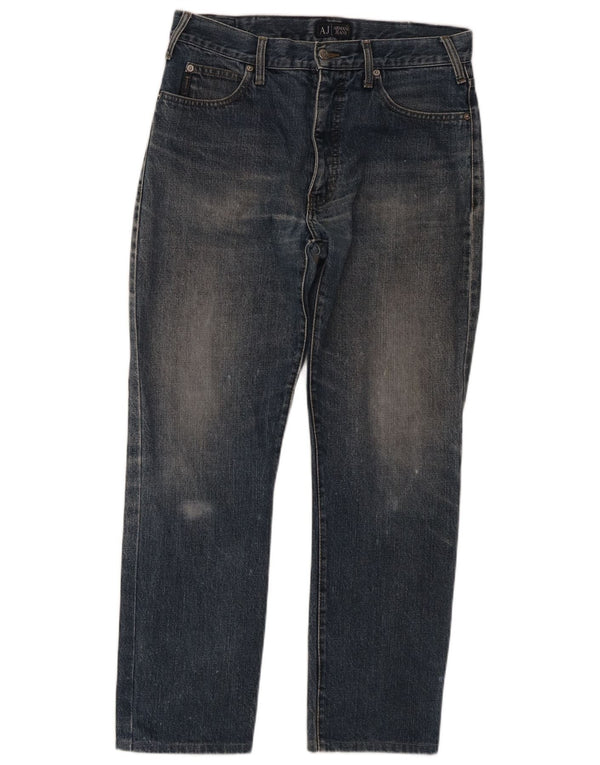 Armani Herren Straight Jeans W34 L28 Marineblaue Baumwolle