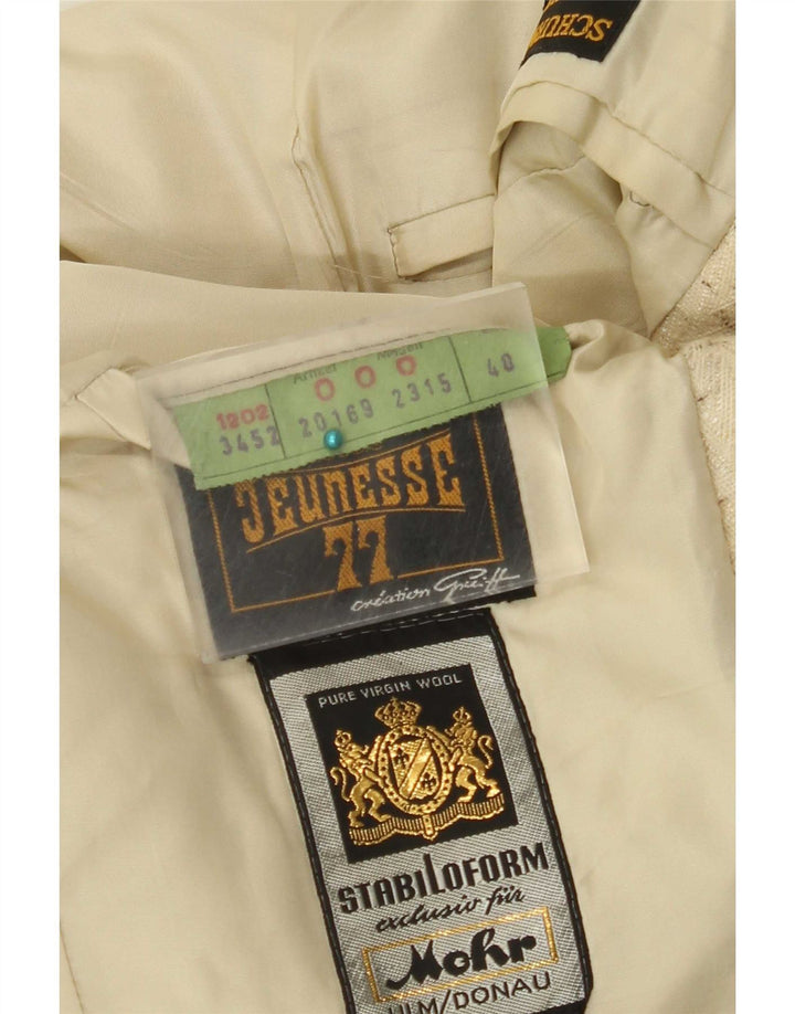 Vintage Herren 3-Knopf-Blazerjacke IT 48 Mittelbeige gefleckte Schurwolle