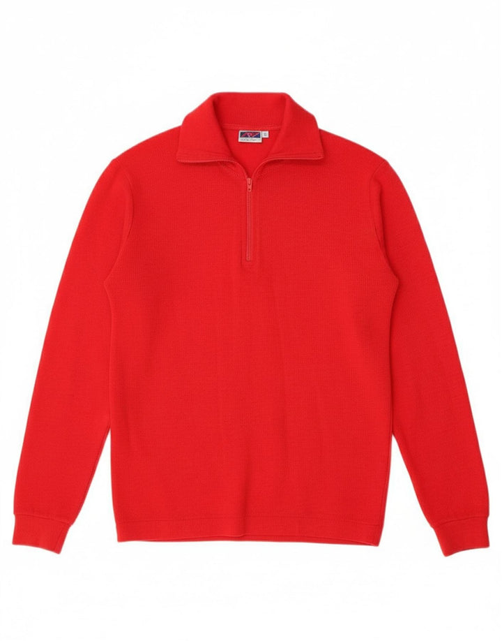 SPORTFUL Womens Zip Neck Jumper Sweater IT 40 Small Red Wool