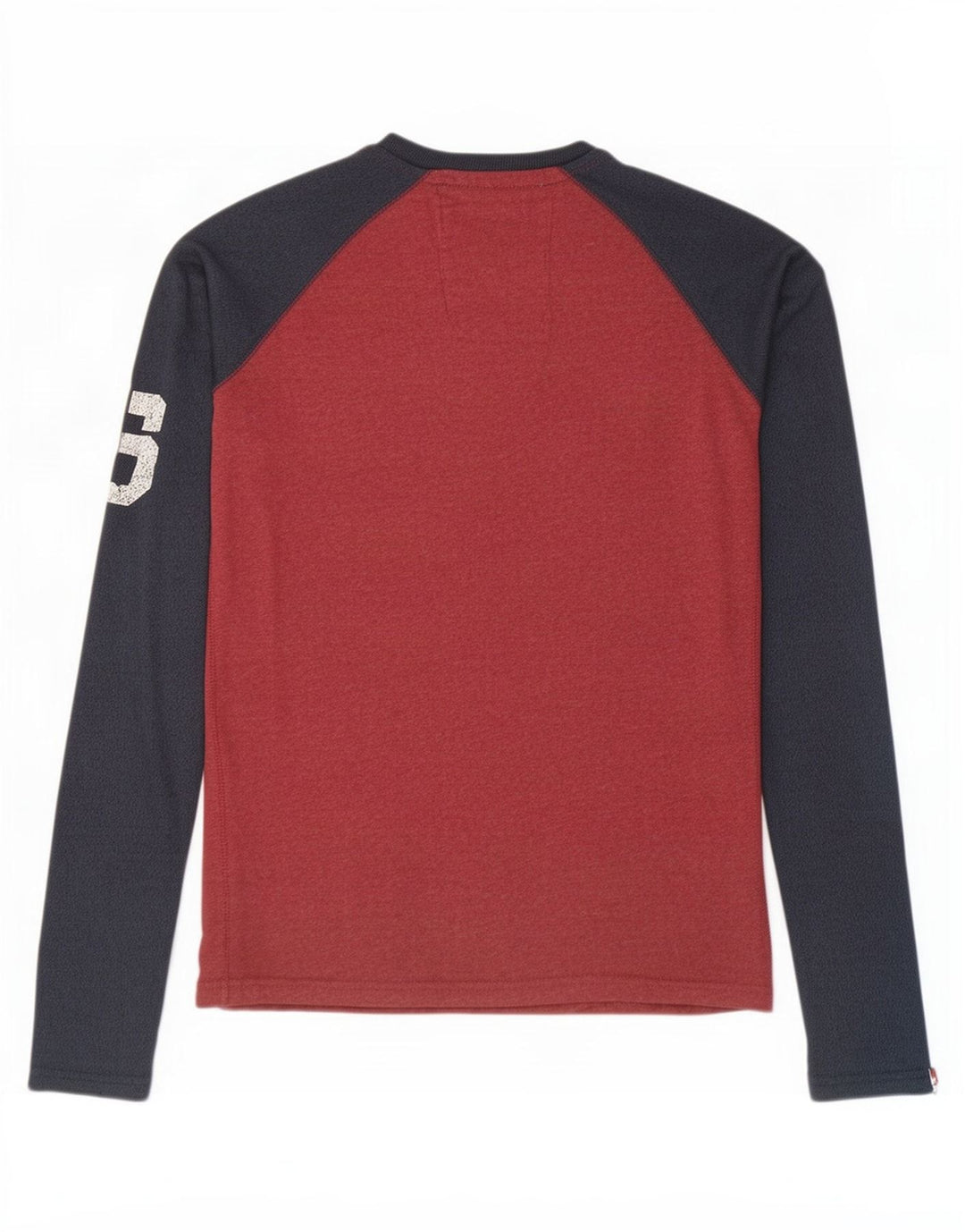 Superdry Herren Grafik-Oberteil, langärmelig, Mittelrot, Farbblock-Baumwolle