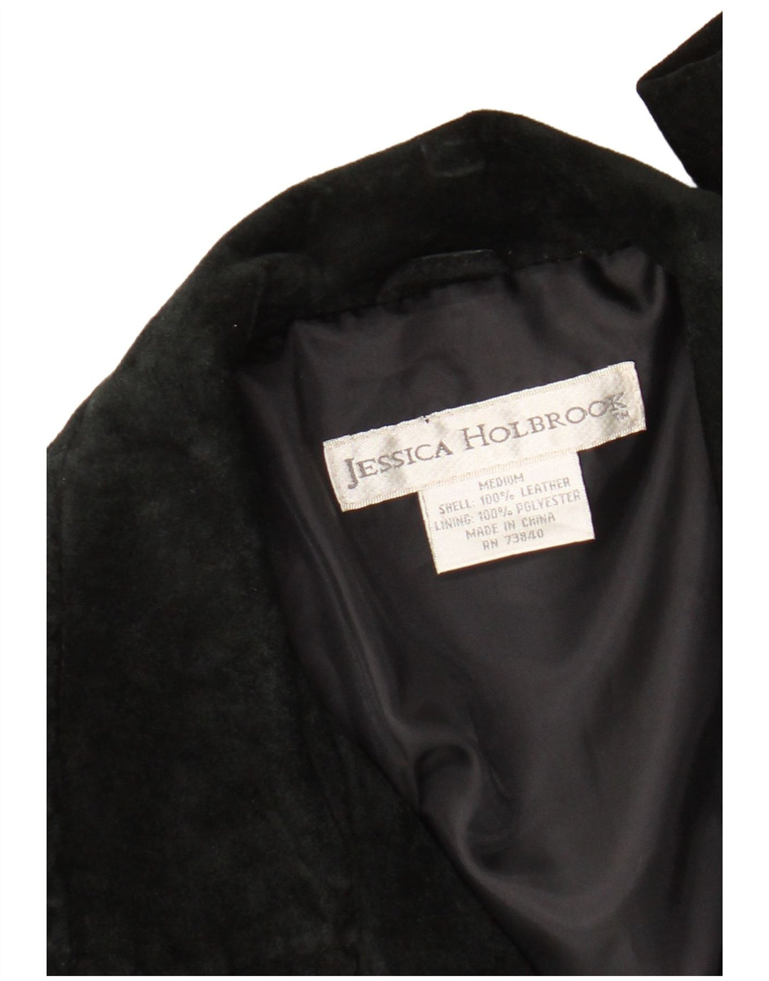 Vintage Damen Wildleder 3-Knopf-Blazerjacke Mittelschwarzes Leder