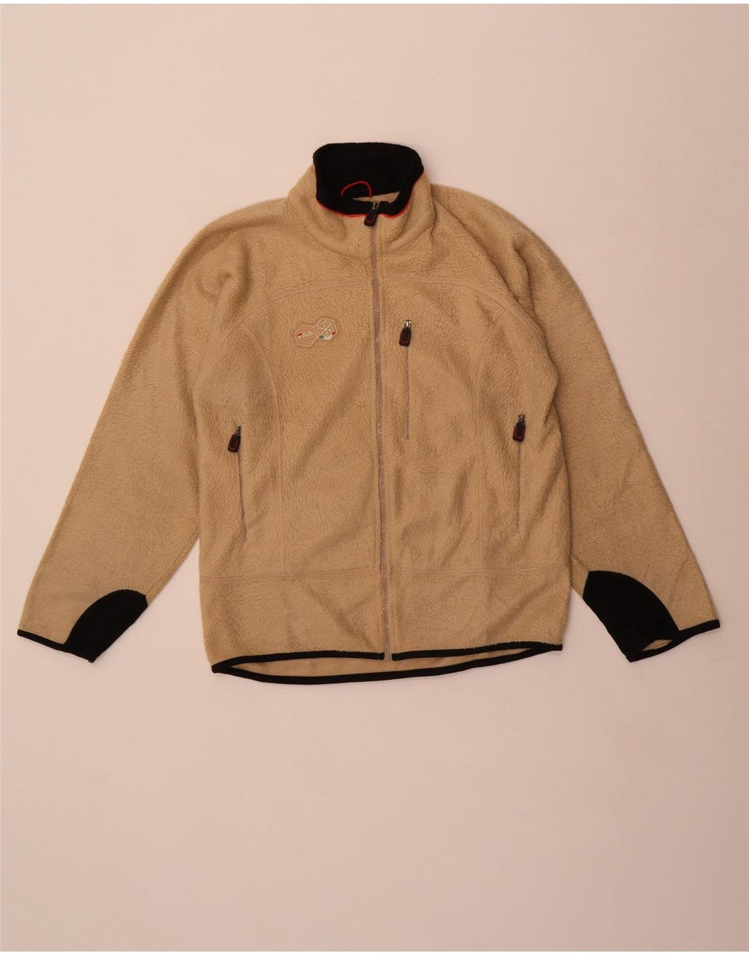 Fila Herren Fleecejacke UK 36 Small Beige Colourblock Polyester