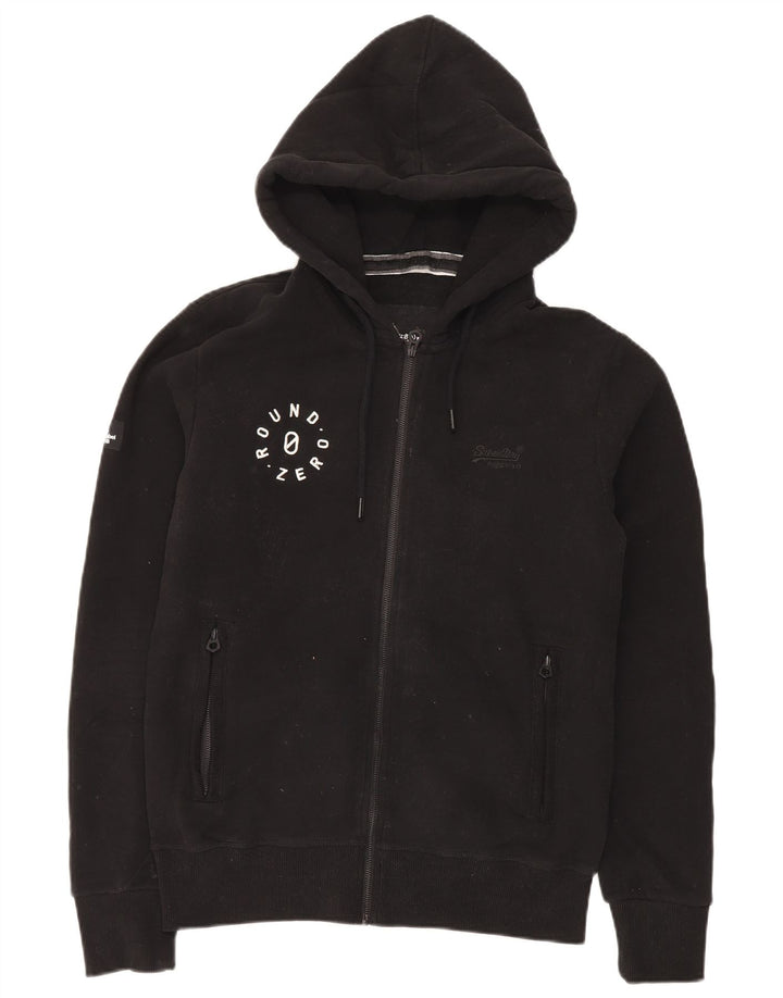Superdry Herren-Kapuzenpullover mit Reißverschluss, mittelschwarz, Baumwolle