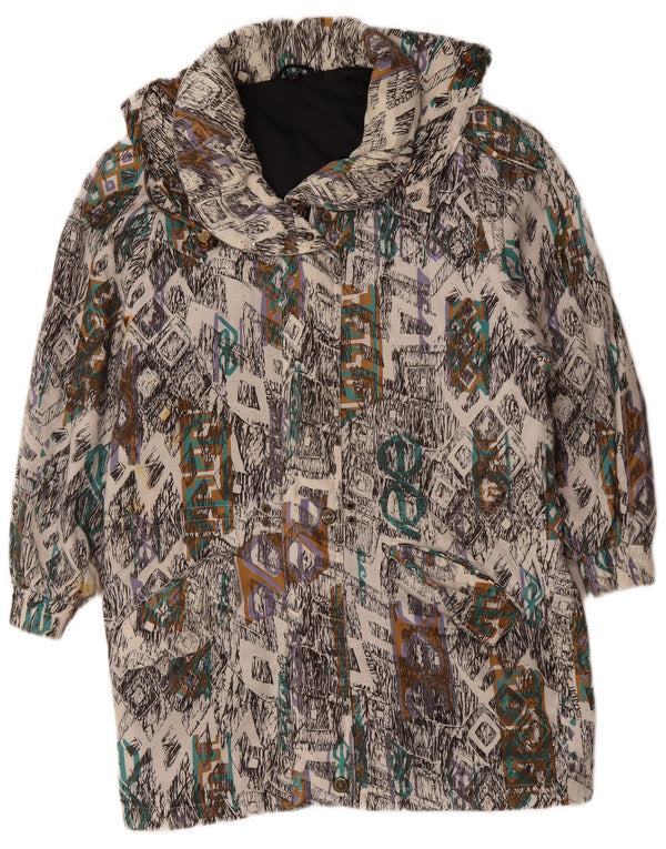 VINTAGE Damen Windjacke Mantel UK 10 Klein Mehrfarbig Geometrisch