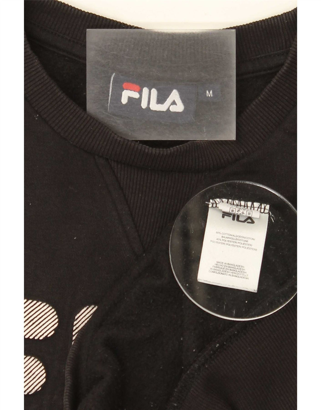 Fila Herren Grafik-Sweatshirt-Pullover aus mittelschwarzer Baumwolle