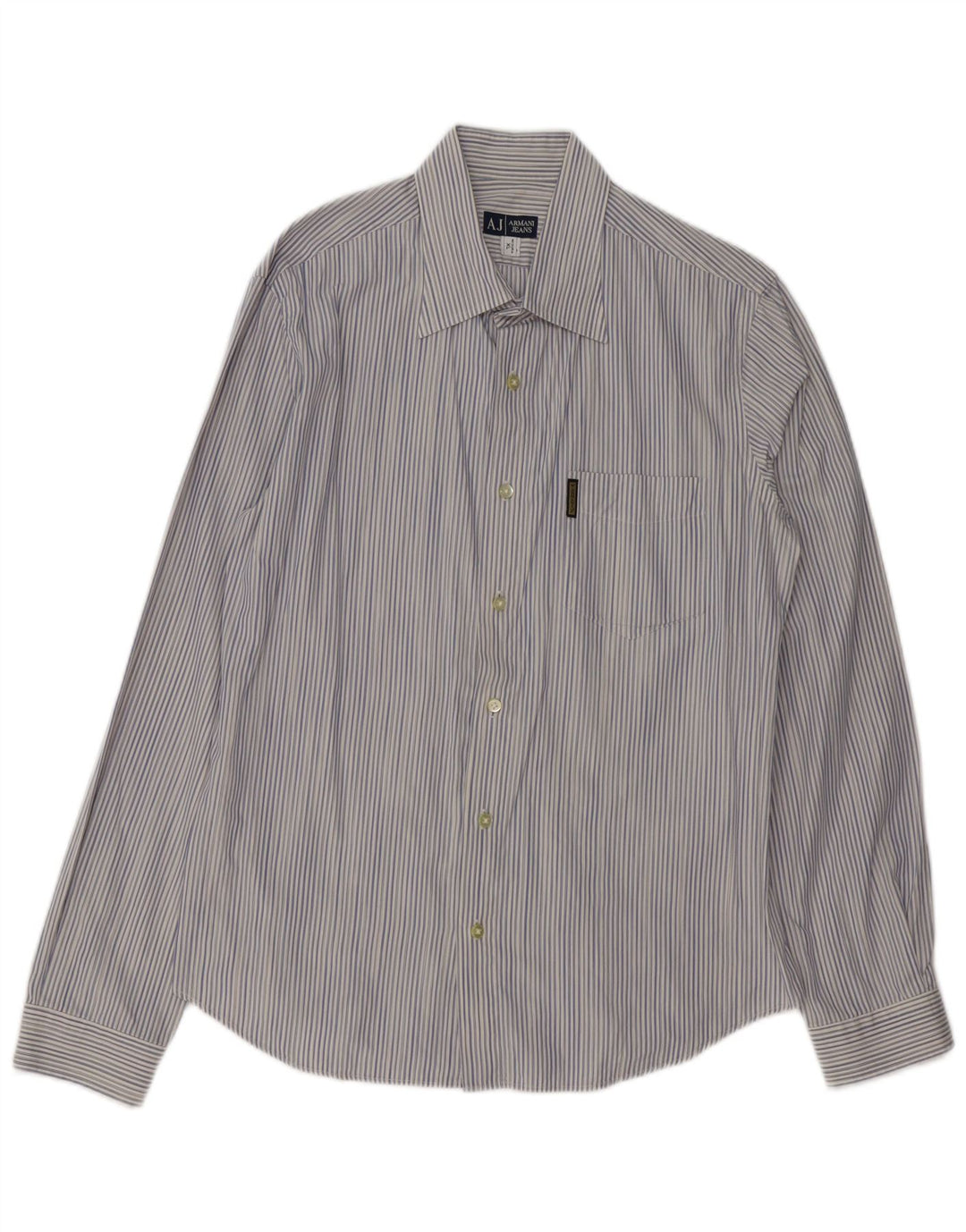 ARMANI JEANS Herrenhemd XL blau gestreift aus Baumwolle