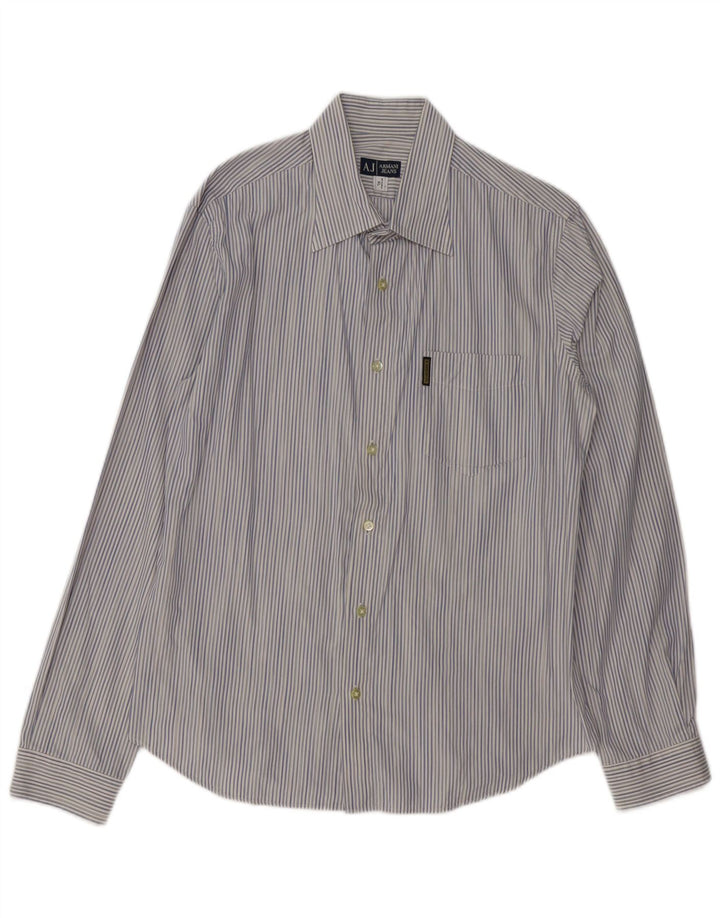 ARMANI JEANS Herrenhemd XL blau gestreift aus Baumwolle