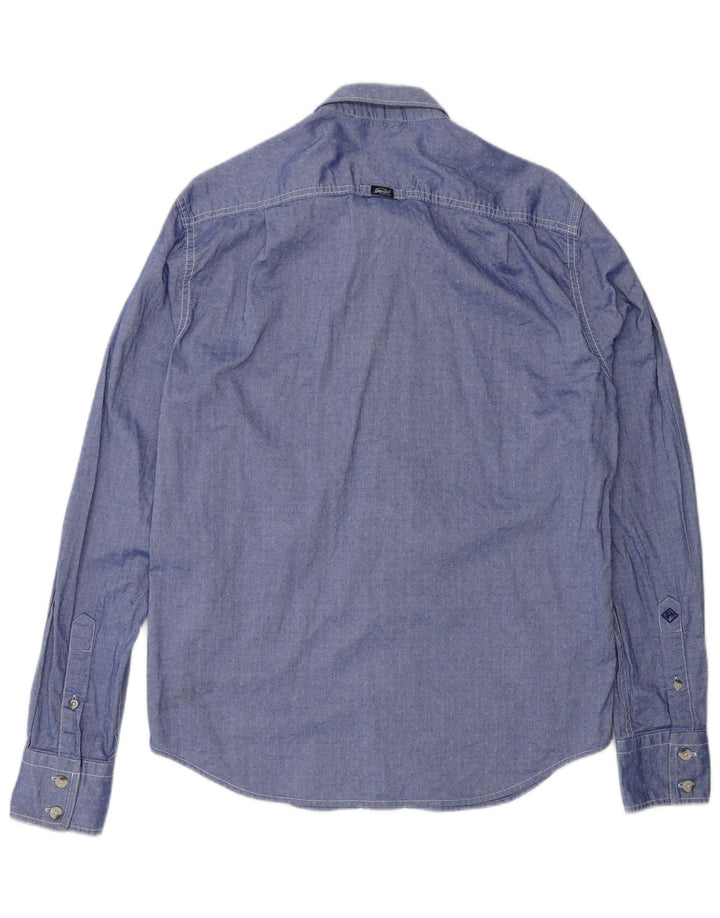 SUPERDRY Herren-Hemd aus Baumwolle, groß, blau gepunktet