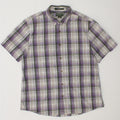 EDDIE BAUER Herren-Kurzarmhemd mit klassischer Passform, XL, lila kariert