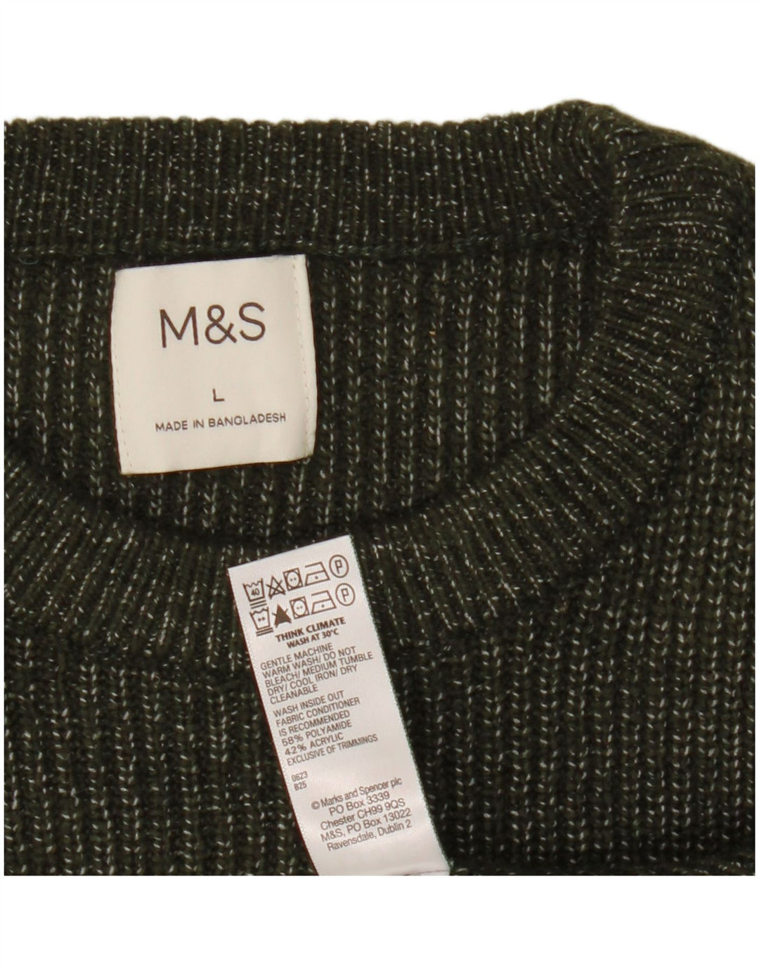 Marks & Spencer Herren-Pullover mit Rundhalsausschnitt, groß, Khaki, Polyamid