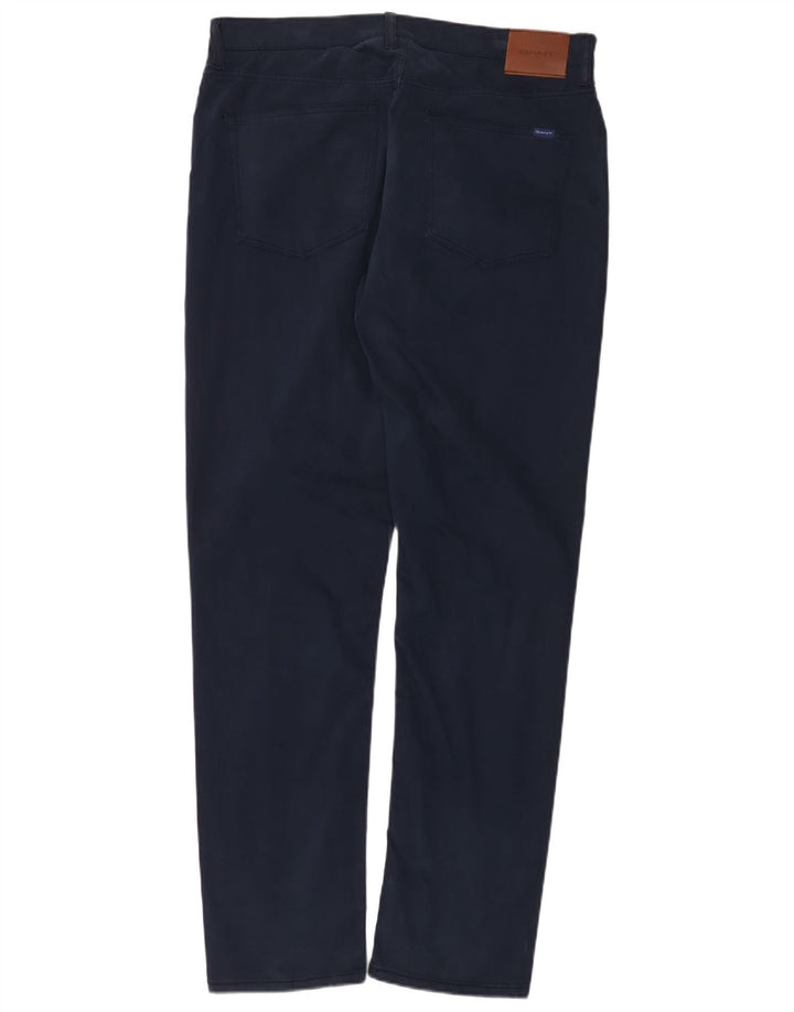 GANT Mens Hayes Slim Casual Trousers W36 L34 Navy Blue Cotton
