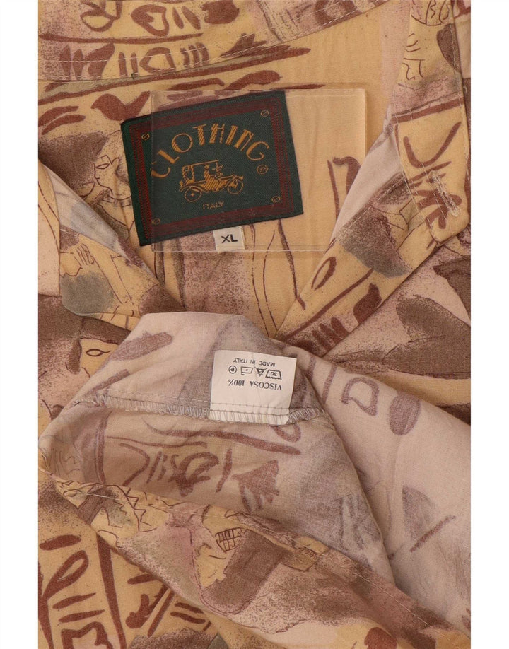Vintage Herren Grafikshirt XL Beige Viskose