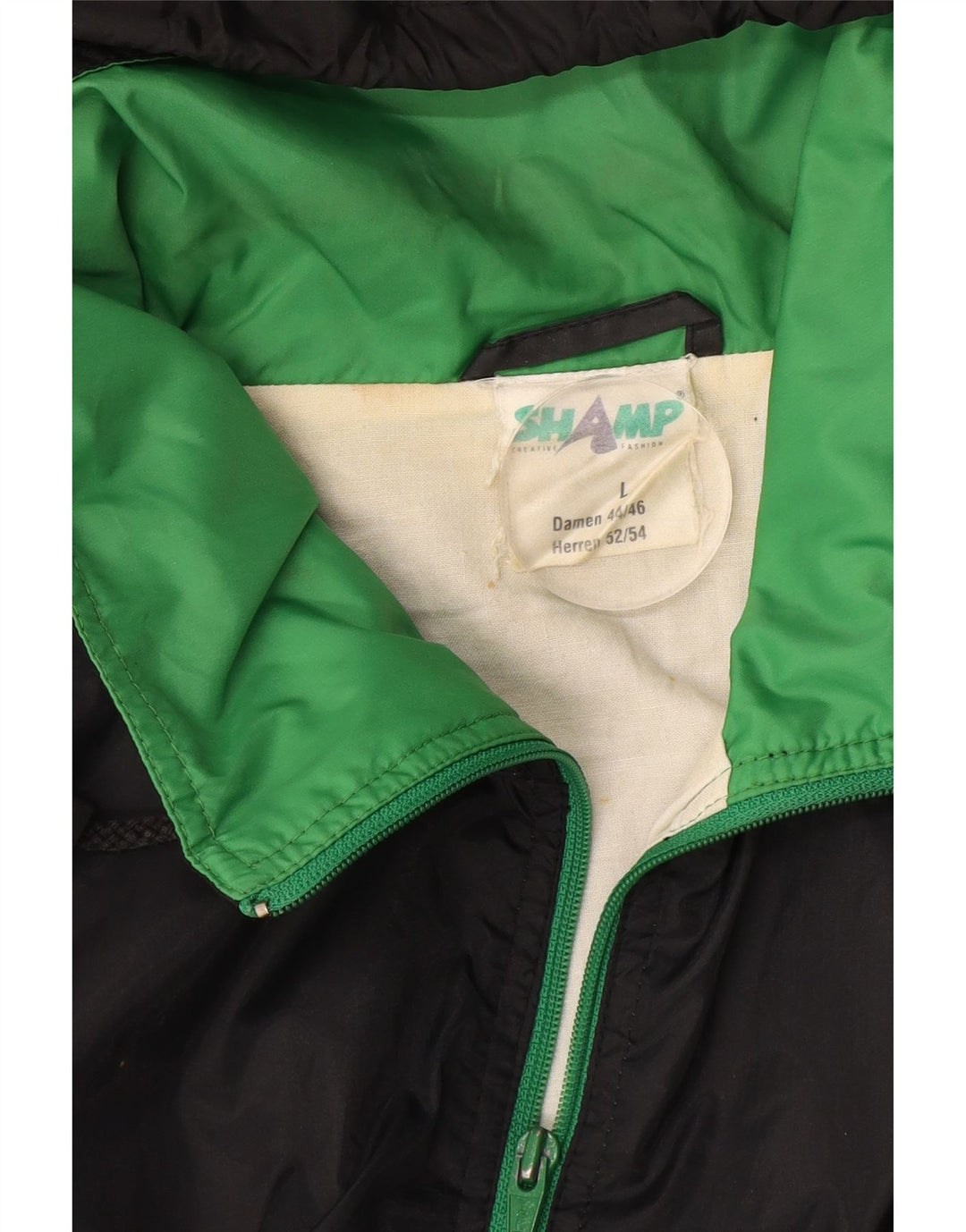 SHAMP Herren-Regenjacke mit Kapuze, UK 40, Größe L, Schwarz, Colourblock-Polyamid