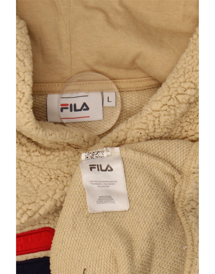 FILA Damen Crop Graphic Fleece Pullover UK 16 Large Beige Polyester
