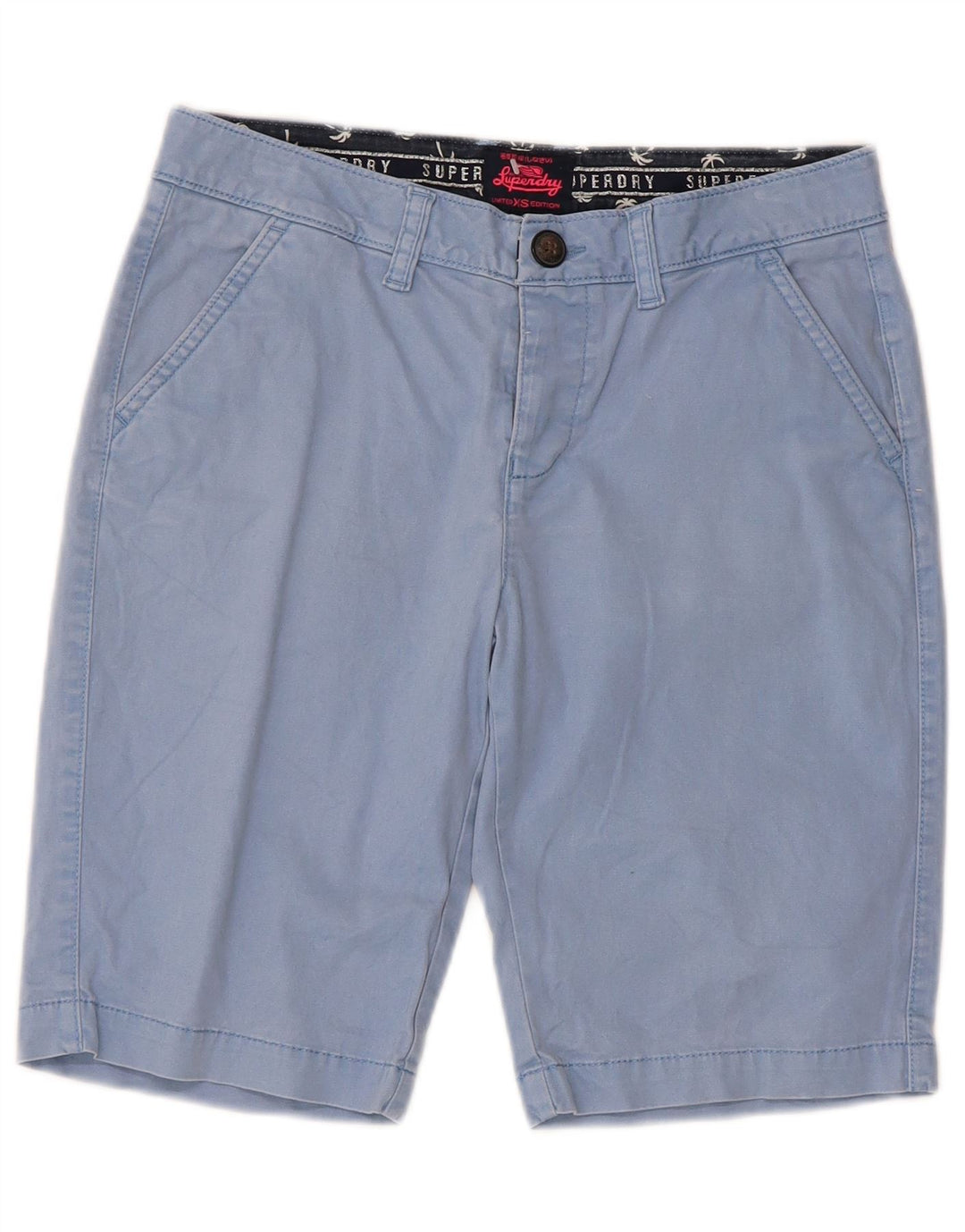 Superdry Herren Chinoshorts XS W30 Blaue Baumwolle