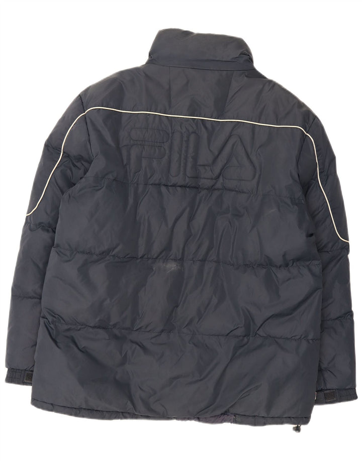 Fila Herren Grafik gepolsterte Jacke UK 38 Medium Marineblau Nylon