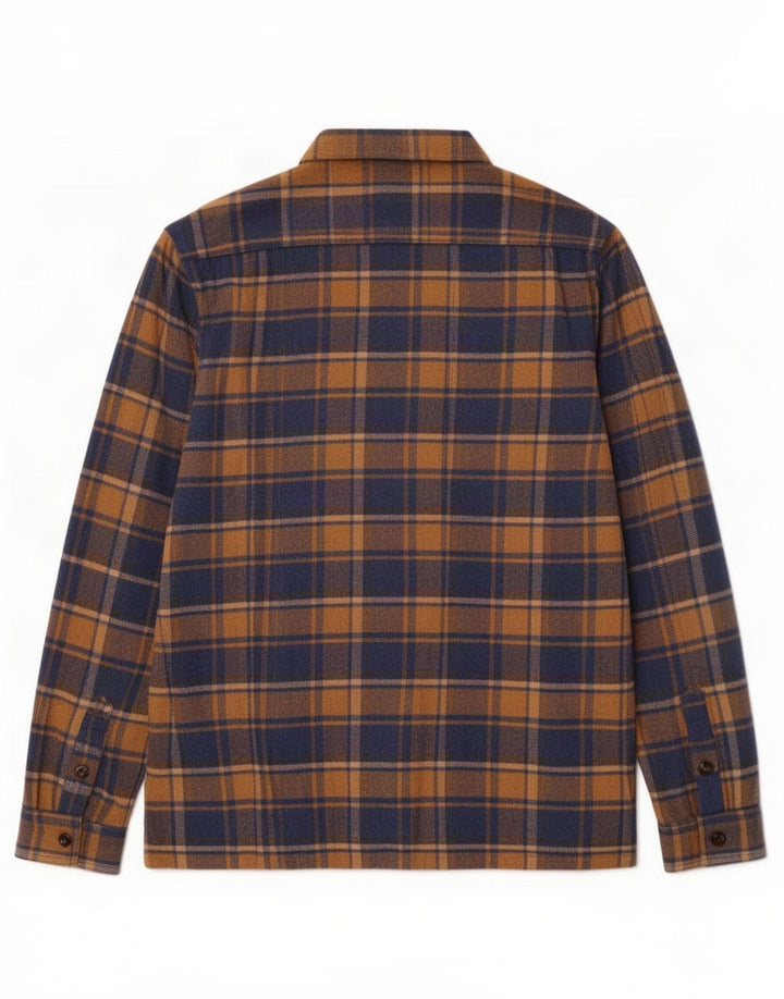 Fat Face Herren-Shacket-Flanellhemd mit normaler Passform, groß, blau kariert, Wolle