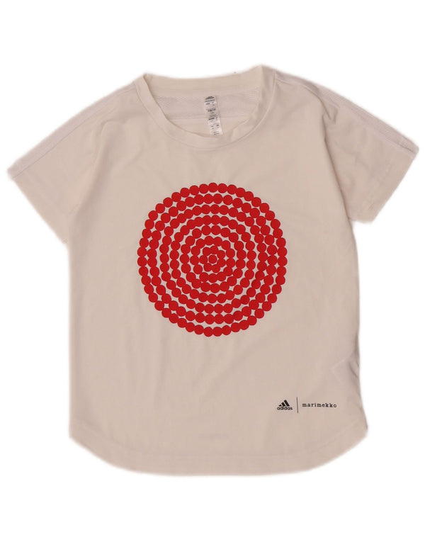 Adidas Mädchen Aeroready Graphic T-Shirt Top 7–8 Jahre, weißes Polyester