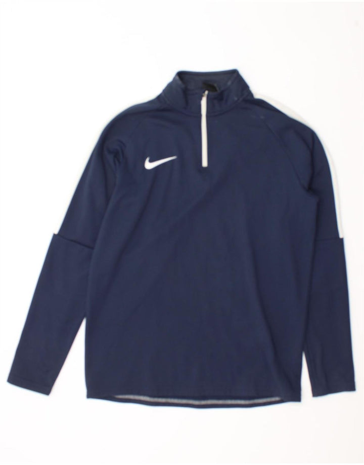 Nike Herren-Dri-Fit-Oberteil mit Reißverschluss, langärmlig, Mittelblau, Farbblock
