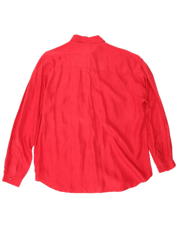 Vintage Womens Shirt Blouse UK 14 Medium Red Silk