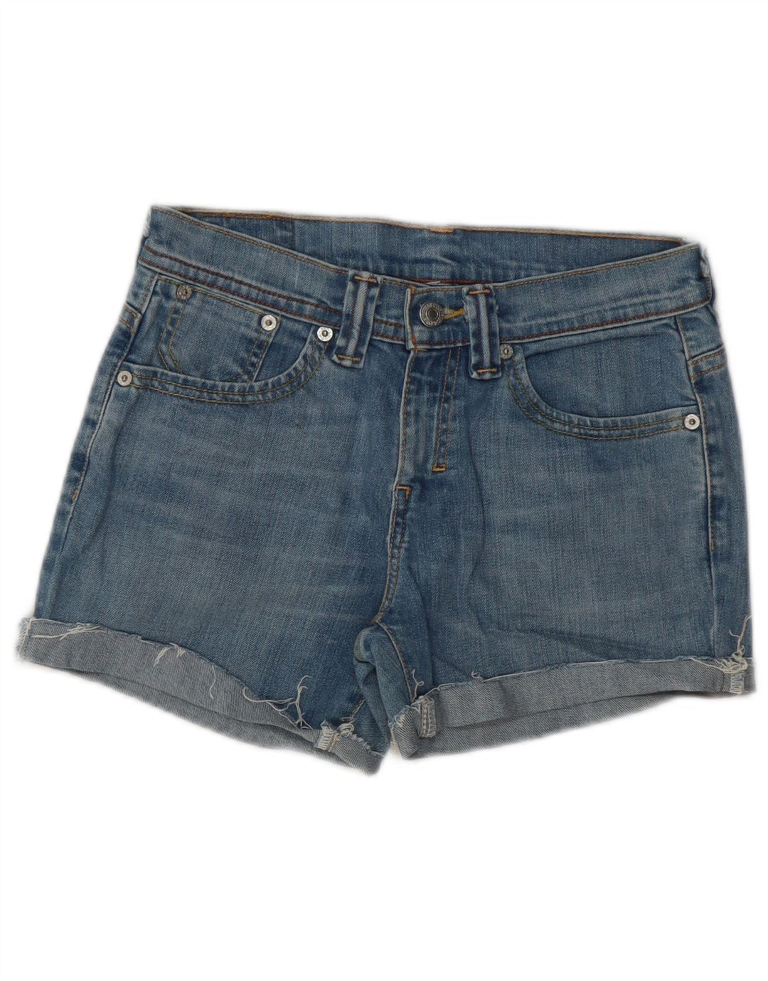 LEVI'S Damen Jeansshorts W28 mittelblaue Baumwolle
