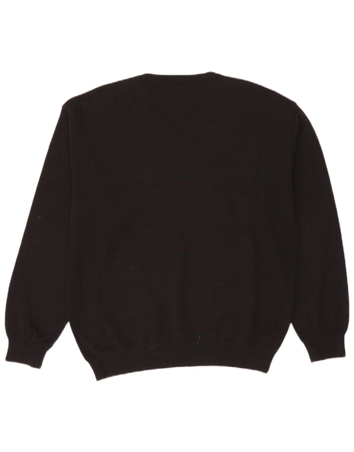 Marks & Spencer Herren-Pullover mit V-Ausschnitt, groß, schwarz gestreift, Wolle
