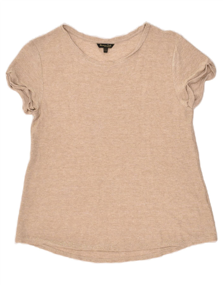 MASSIMO DUTTI Womens T-Shirt Top US 8 Medium Beige Vintage Massimo Dutti and Second-Hand Massimo Dutti from Messina Hembry 