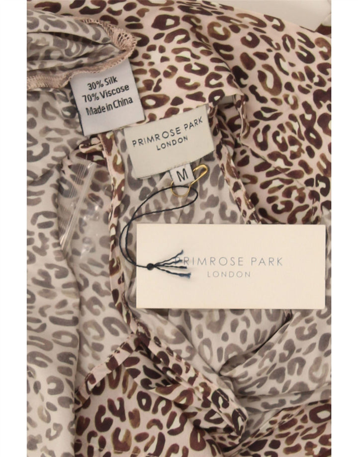 Primrose Damen-Top mit Neckholder vorne zum Binden, UK-Größe 42, mittelbraun, aus Seide mit Animal-Print